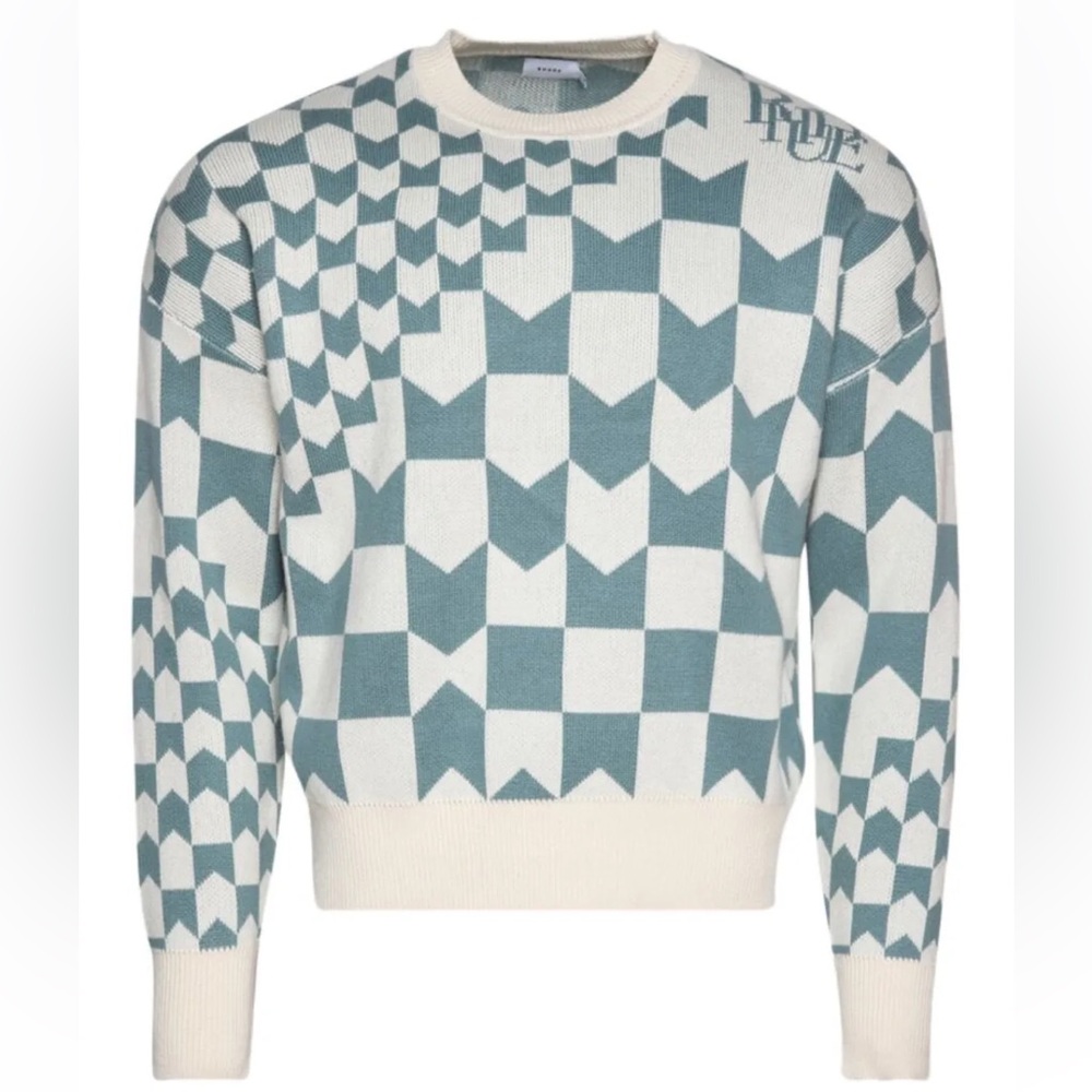 Rhude Racing Monogram-Intarsia Jumper Sweater White Green Men’s Small